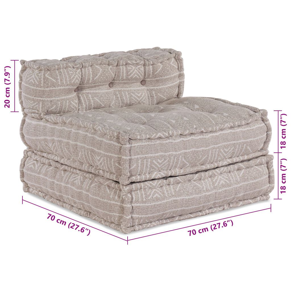vidaXL Modular Pouffe Ανοιχτό Καφέ 70x70x54 Ύφασμα