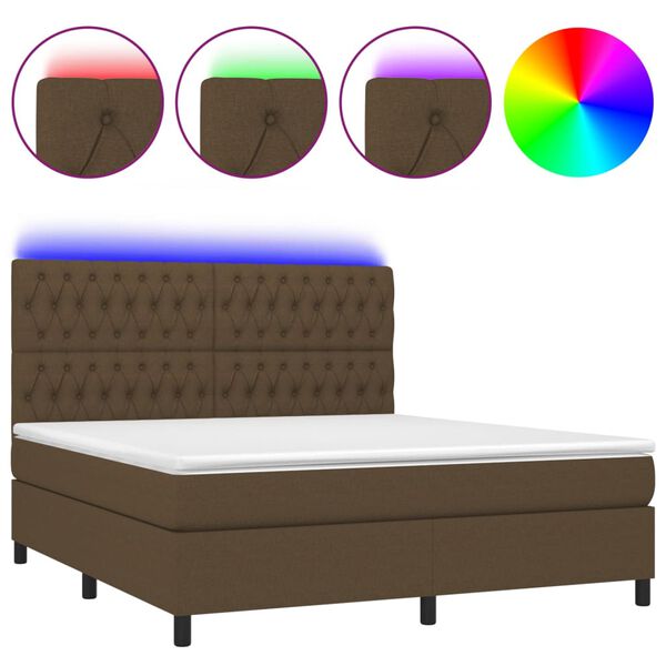 vidaXL &Kappa;&rho;&epsilon;&beta;ά&tau;&iota; Boxspring &mu;&epsilon; &Sigma;&tau;&rho;ώ&mu;&alpha; & LED &Sigma;&kappa;.&Kappa;&alpha;&phi;έ 180x200&epsilon;&kappa;. &Upsilon;&phi;&alpha;&sigma;&mu;ά&tau;&iota;&nu;&omicron;