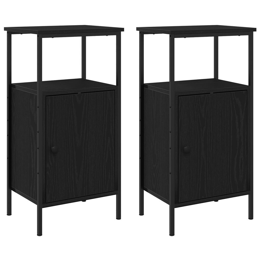 vidaXL Κομοδίνα 2 τεμ Μαύρη Δρυς 41x31x80 εκ Κατασκευασμένο Ξύλο