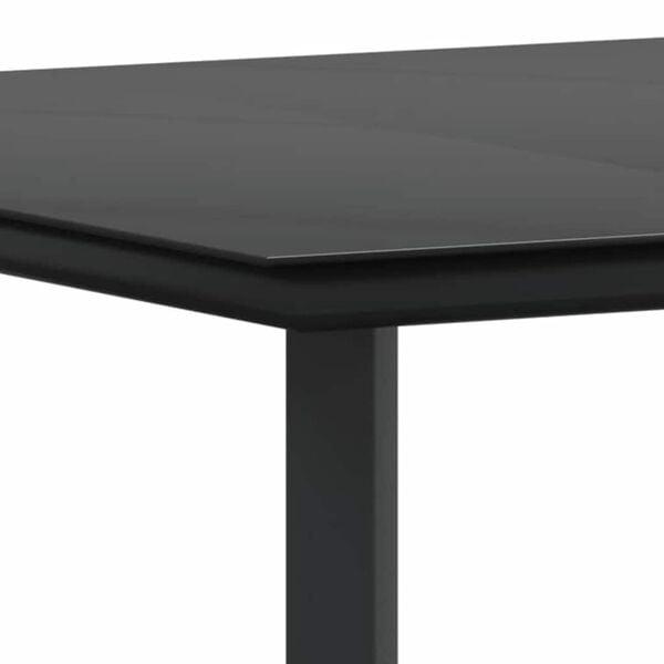 vidaXL Σέτ φαγητού για κήπο με μαξιλάρι 7 pcs Μαύρο συνθετικό ρατάν