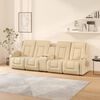 vidaXL Πολυθρόνα Μασάζ Τετραθέσια με Ποτηροθήκη Ανακλ. Κρεμ Ύφασμα.