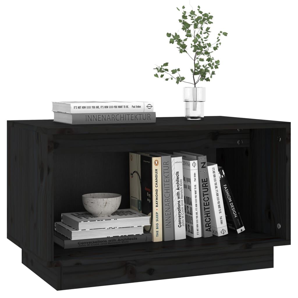 vidaXL Έπιπλο Τηλεόρασης Μαύρο 60 x 35 x 35 εκ. από Μασίφ Ξύλο Πεύκου