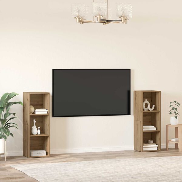 vidaXL Σετ επίπλου τηλεόρασης 2 pcs Χειροποίητη δρυς 107 x 35 x 37 cm
