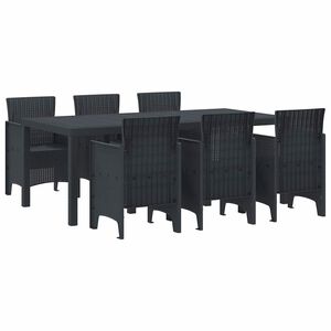 vidaXL Σέτ φαγητού για κήπο 7 pcs Ανθρακί Rattan Polt