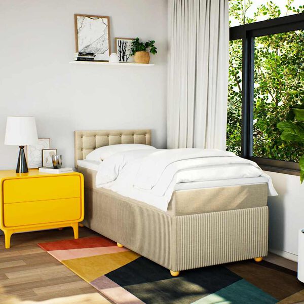 vidaXL &Kappa;&rho;&epsilon;&beta;ά&tau;&iota; Boxspring &mu;&epsilon; &Sigma;&tau;&rho;ώ&mu;&alpha; &Kappa;&rho;&epsilon;&mu; 90x200 &epsilon;&kappa;.&Upsilon;&phi;&alpha;&sigma;&mu;ά&tau;&iota;&nu;&omicron;