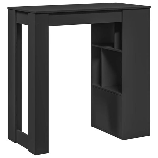 vidaXL Τραπέζι Μπαρ με Ράφια Μαύρο 102 x 50 x 103,5 εκ.από Επεξ. Ξύλο
