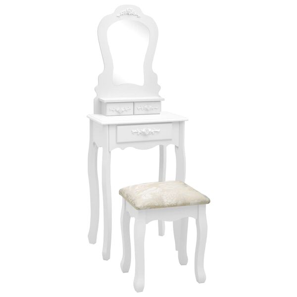 vidaXL Μπουντουάρ με Σκαμπό Λευκό 50 x 59 x 136 εκ. Ξύλο Παυλώνιας