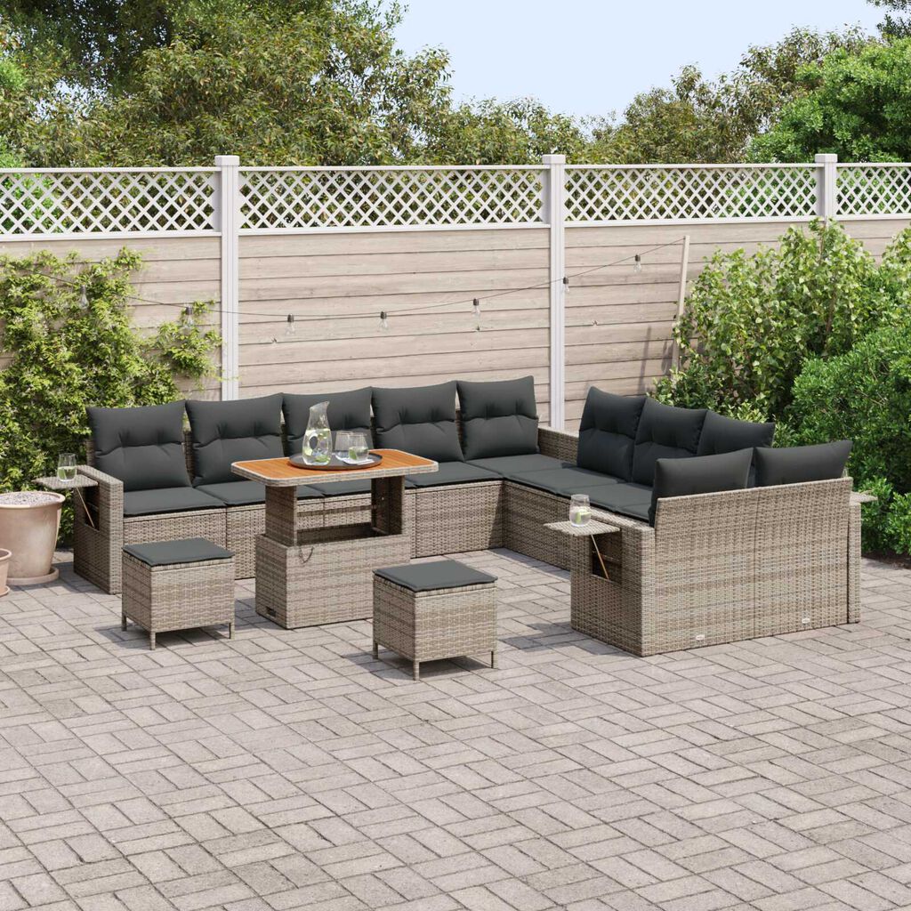 vidaXL Σετ Καναπέ Κήπου με αποθήκευση 13 pcs Γκρι Πολυ ράταν
