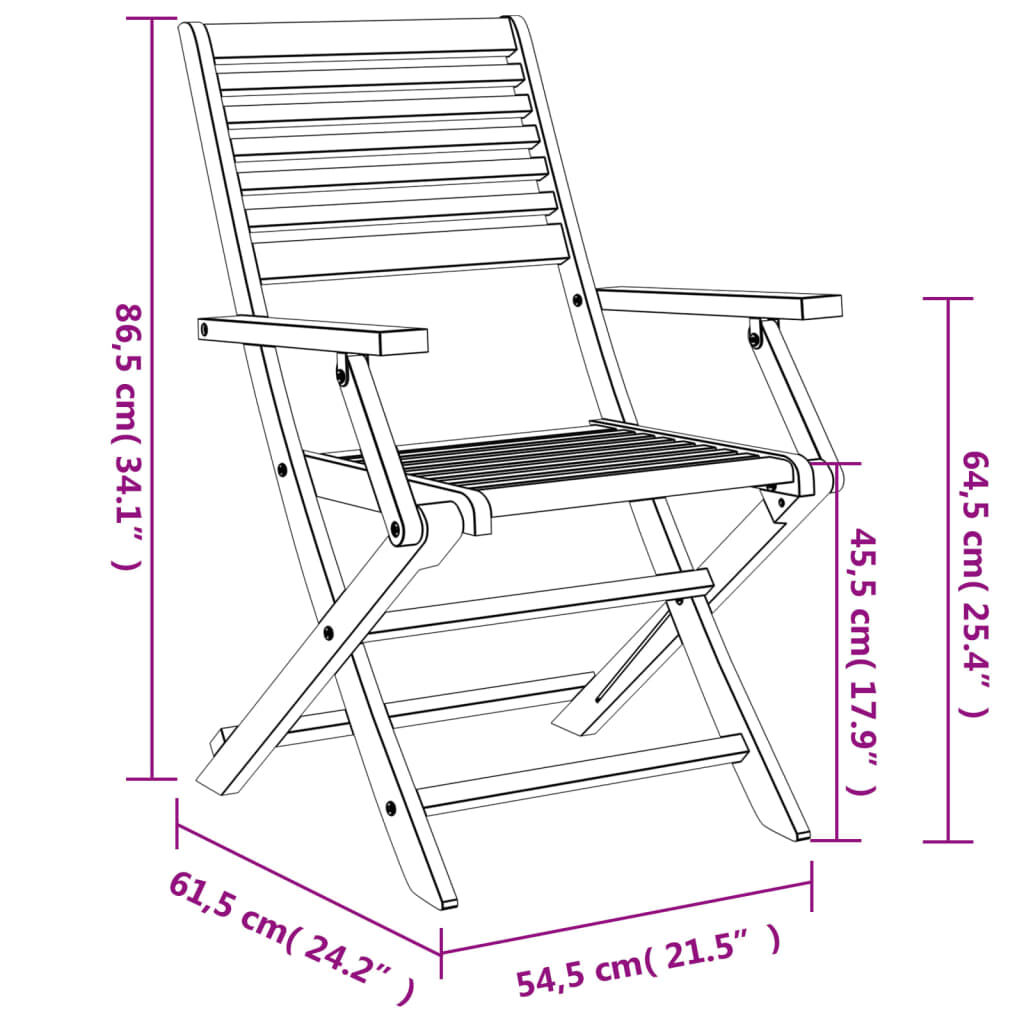 vidaXL Καρέκλες Κήπου Πτυσσόμενες 6 τεμ 54,5x61,5x86,5 εκ Μασίφ Ακακία