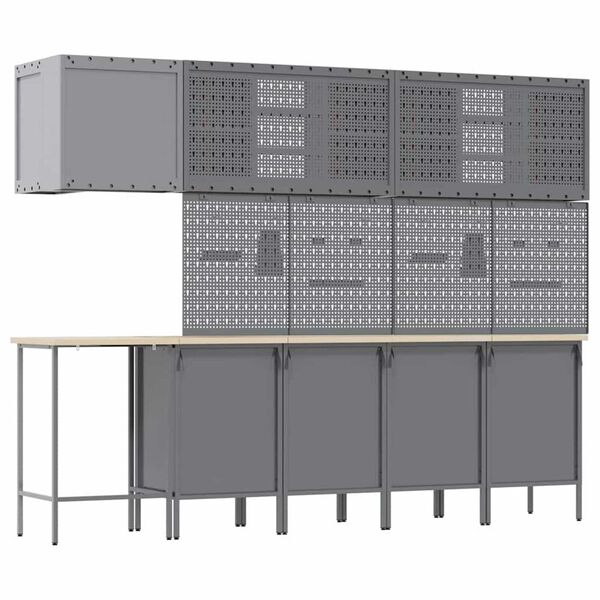 vidaXL Ντουλάπα εργαλείων με συρτάρι 12 pcs Μαύρο 255 x 55 x 220 εκ