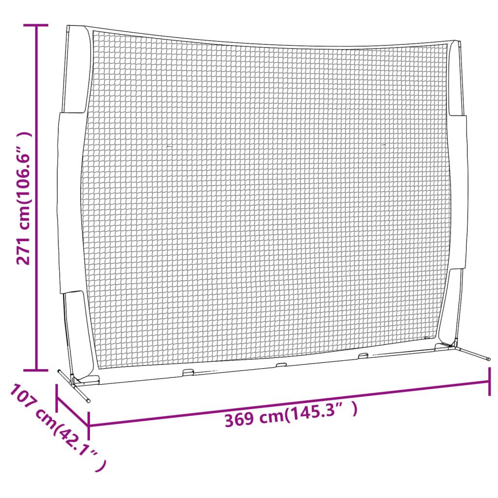vidaXL Δίχτυ Μπέιζμπολ Κόκκινο/Μαύρο 369x107x271 εκ Ατσάλι/Πολυεστέρας