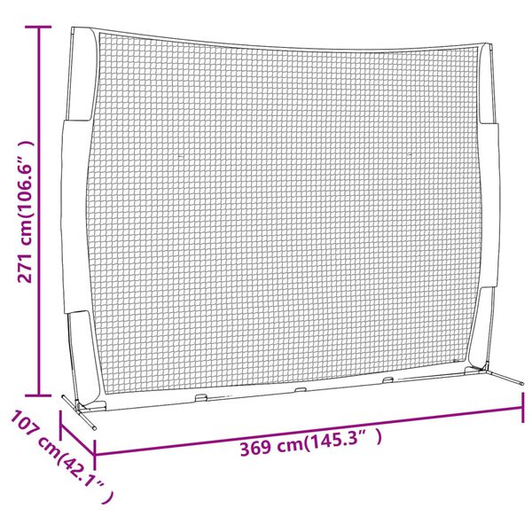 vidaXL Δίχτυ Μπέιζμπολ Κόκκινο/Μαύρο 369x107x271 εκ Ατσάλι/Πολυεστέρας