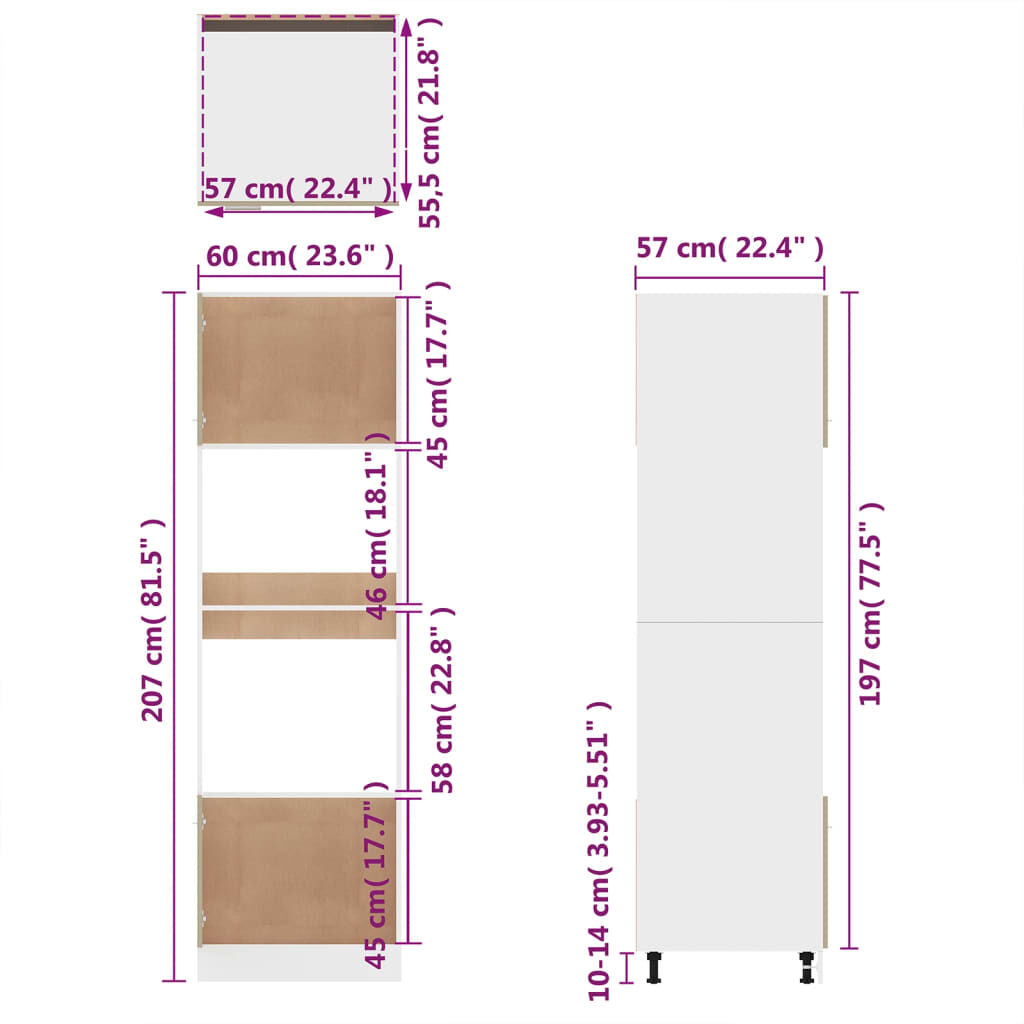 vidaXL Ντουλάπι Φ. Μικροκιμάτων Lyon Γκρι Sonoma 60x57x207εκ.