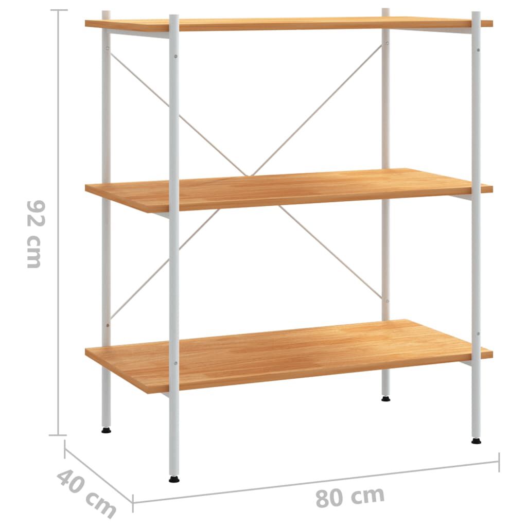 vidaXL Ραφιέρα 3 Επιπέδων Λευκή και Δρυς 80 x 40 x 92 εκ.