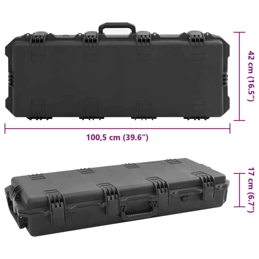 vidaXL Θήκη Πτήσης Φορητή Μαύρη 100,5x42x17 εκ. από Πολυπροπυλένιο