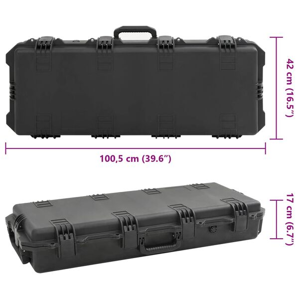vidaXL Θήκη Πτήσης Φορητή Μαύρη 100,5x42x17 εκ. από Πολυπροπυλένιο