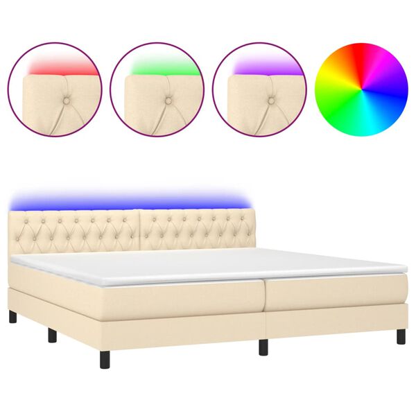 vidaXL &Kappa;&rho;&epsilon;&beta;ά&tau;&iota; Boxspring &mu;&epsilon; &Sigma;&tau;&rho;ώ&mu;&alpha; & LED &Kappa;&rho;&epsilon;&mu; 200x200 &epsilon;&kappa;. &Upsilon;&phi;&alpha;&sigma;&mu;ά&tau;&iota;&nu;&omicron;