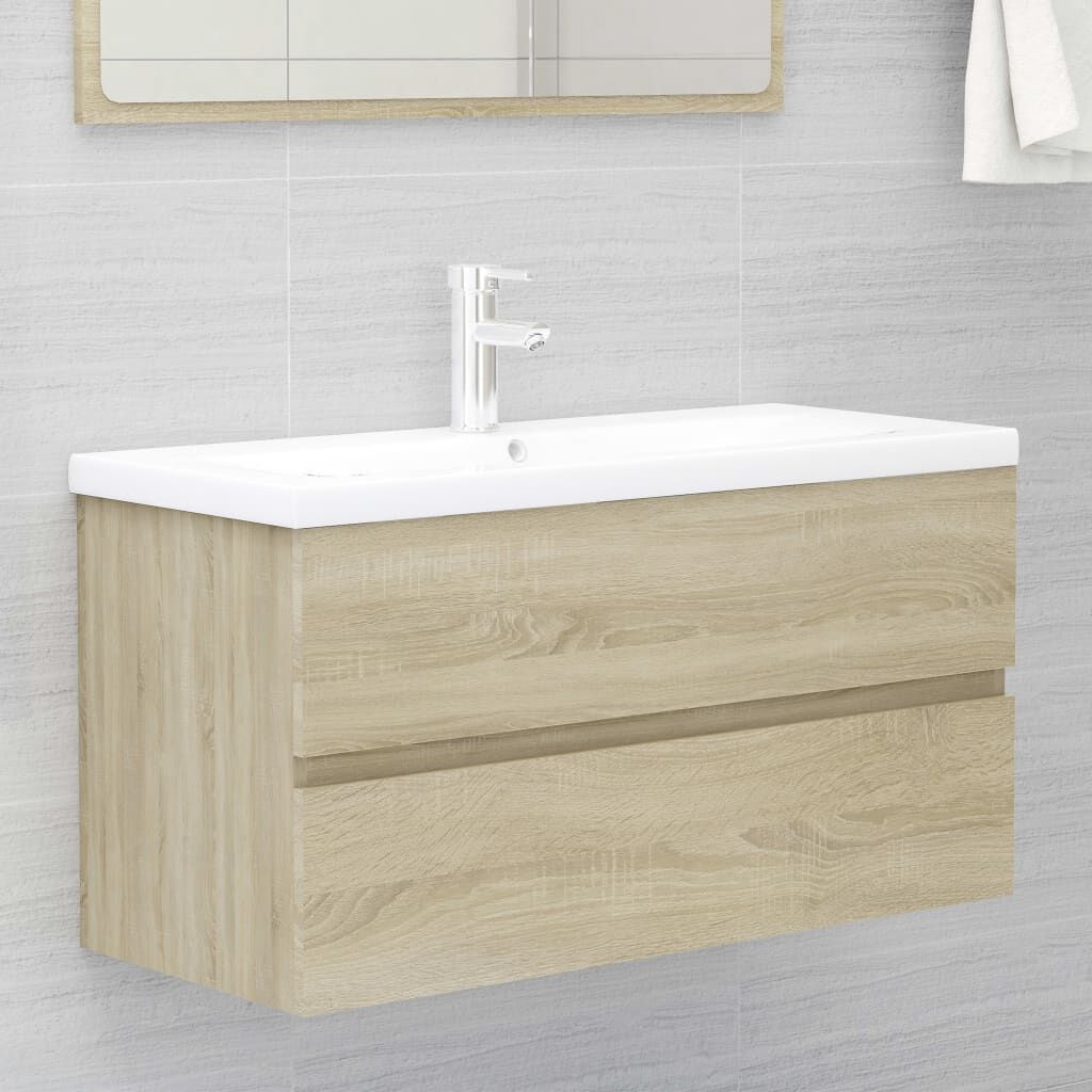 vidaXL Ντουλάπι Νιπτήρα Sonoma Δρυς 90 x 38,5 x 45 εκ. από Επεξ. Ξύλο