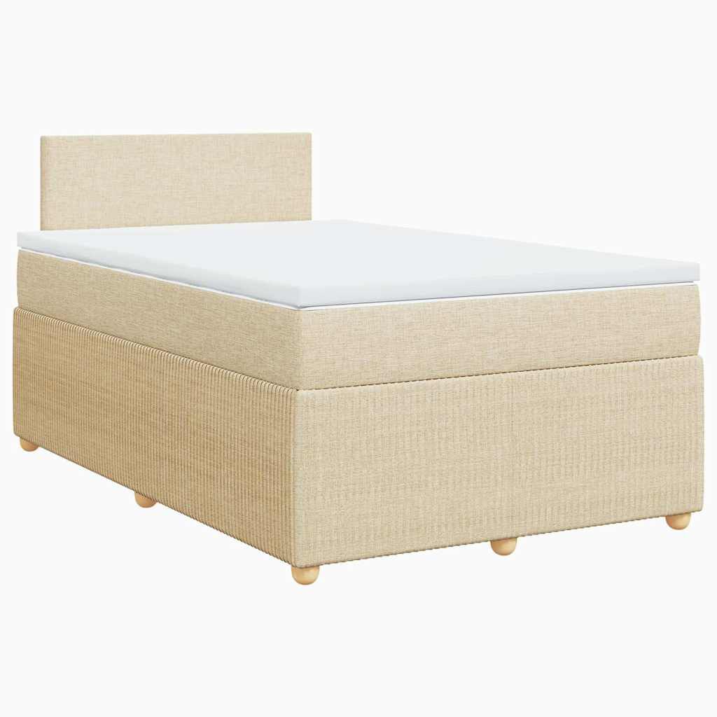 vidaXL Κρεβάτι Boxspring με Στρώμα Κρεμ 120x190 εκ. Υφασμάτινο
