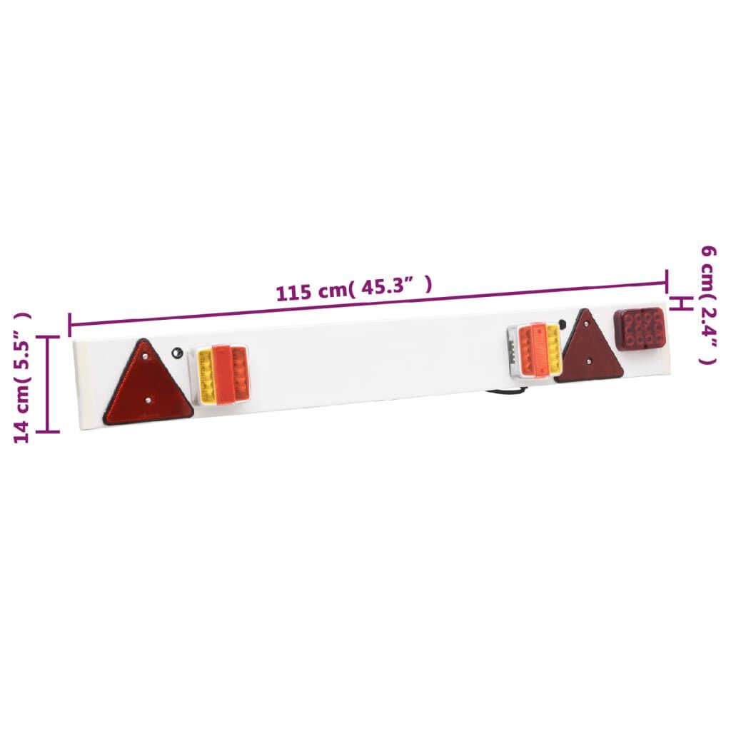 vidaXL Φως Τρέιλερ Κόκκινο 115 x 6 x 14 εκ. με Λαμπτήρα 12V