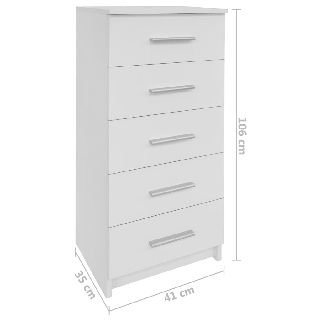 vidaXL Συρταριέρα Ψηλή Λευκή 41 x 35 x 106 εκ. από Μοριοσανίδα