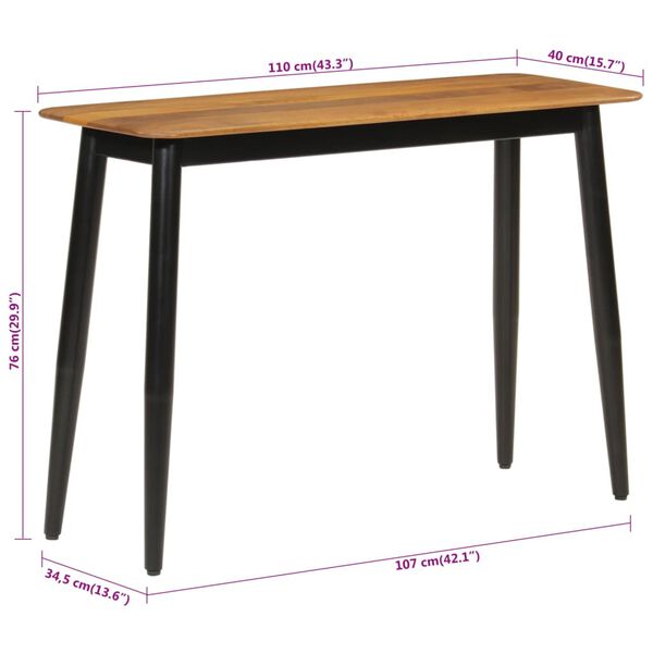 vidaXL Τραπέζι Κονσόλα 110 x 40 x 76 εκ. από Μασίφ Ξύλο Μάνγκο/Σίδερο