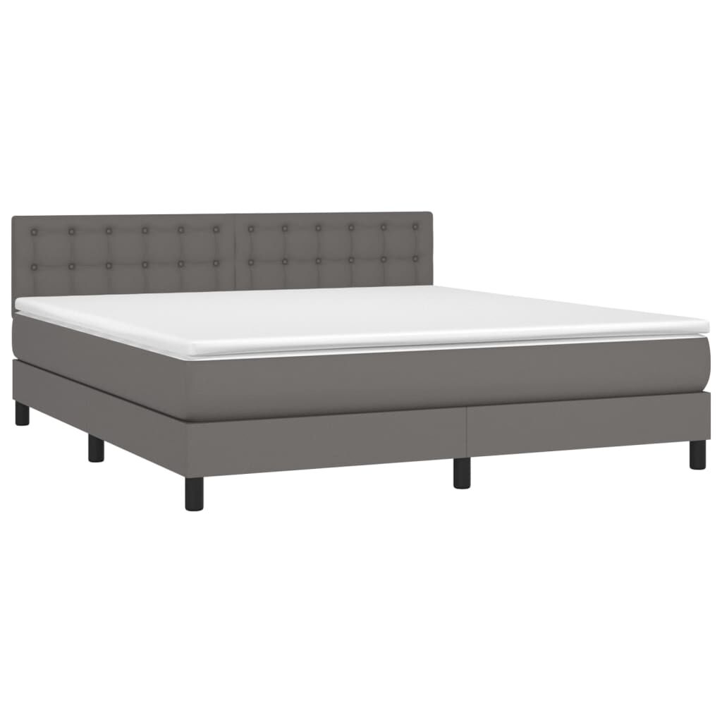 vidaXL Κρεβάτι Boxspring με Στρώμα Γκρι 180x200 εκ. Συνθετικό Δέρμα