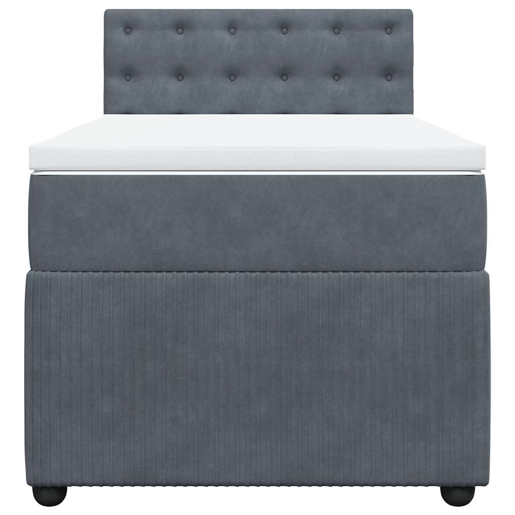 vidaXL Κρεβάτι Boxspring με Στρώμα Σκούρο Γκρι 90x190 εκ. Βελούδινο