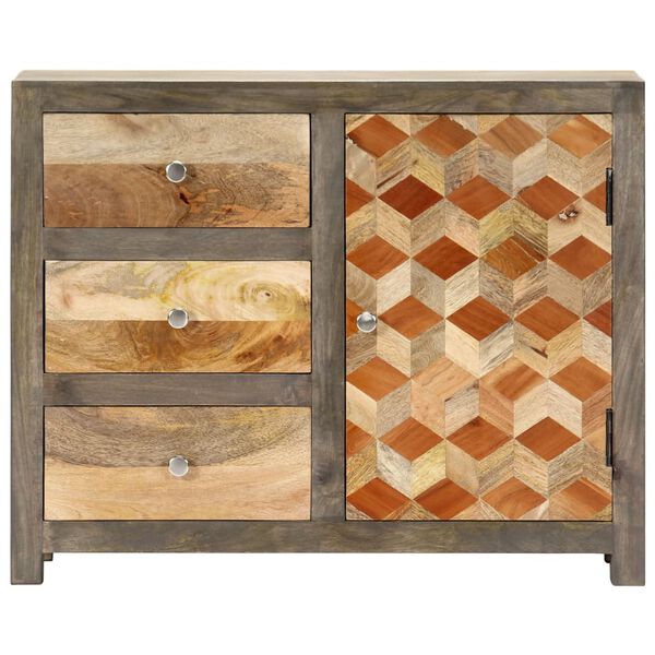 vidaXL Ντουλάπι με Συρτάρια Γκρι 75 x 30 x 60 εκ. Μασίφ Ξύλο Μάνγκο