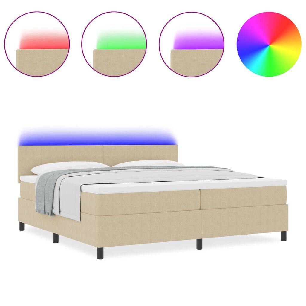 vidaXL Κρεβάτι Box Spring με Στρώμα & LED Φως Πράσινο Γκρι 200x200 cm από Ύφασμα Κόρντουροϊ