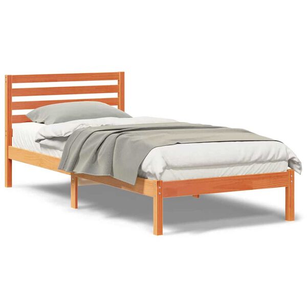 vidaXL Σκελετός Κρεβατιού Καφέ κεριού 100 x 220 cm Μασίφ ξύλο πεύκου