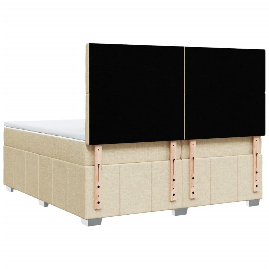 vidaXL Κρεβάτι Boxspring με Στρώμα Κρεμ 200x200 εκ. Υφασμάτινο
