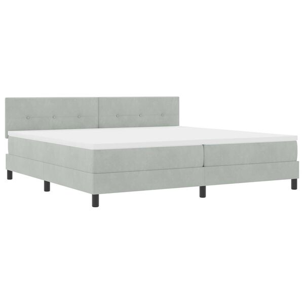 vidaXL Κρεβάτι Box Spring με Στρώμα & LED Φωτισμός Γκρι 200x200 εκ Βελούδο