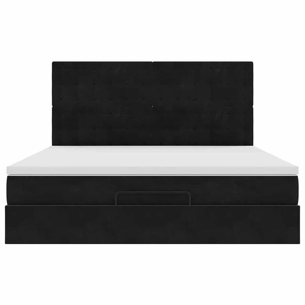 vidaXL Οθωμανικό κρεβάτι με στρώματα & LEDs Μαύρο 160x200cm Velvet