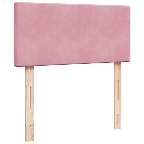 vidaXL Κρεβάτι Boxspring με Στρώμα Ροζ 90x190 εκ. Βελούδινο
