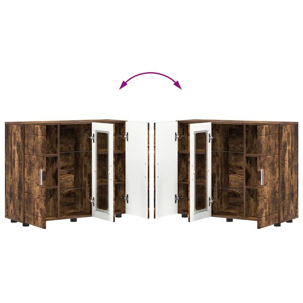 vidaXL Πλαϊνό γραφείο με ράφι Καπνιστή δρυς 55.5 x 29 x 100 εκ