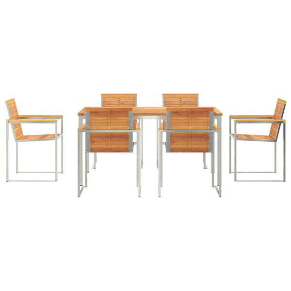vidaXL Σέτ φαγητού για κήπο 7 pcs Σταθερό Ξύλο Ακακίας