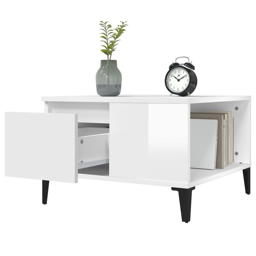 vidaXL Τραπεζάκι Σαλονιού Γυαλ. Λευκό 55x55x36,5 εκ. Επεξεργ. Ξύλο