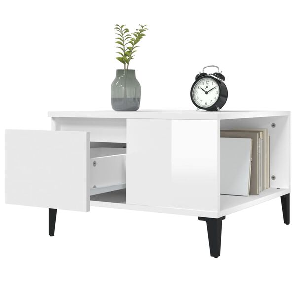 vidaXL Τραπεζάκι Σαλονιού Γυαλ. Λευκό 55x55x36,5 εκ. Επεξεργ. Ξύλο