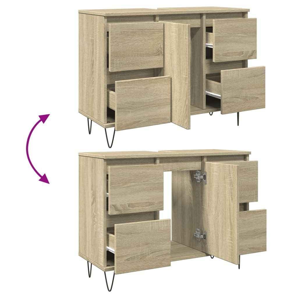 vidaXL Ντουλάπι Μπάνιου Sonoma Δρυς 80 x 33 x 60 εκ. από Επεξεργ. Ξύλο