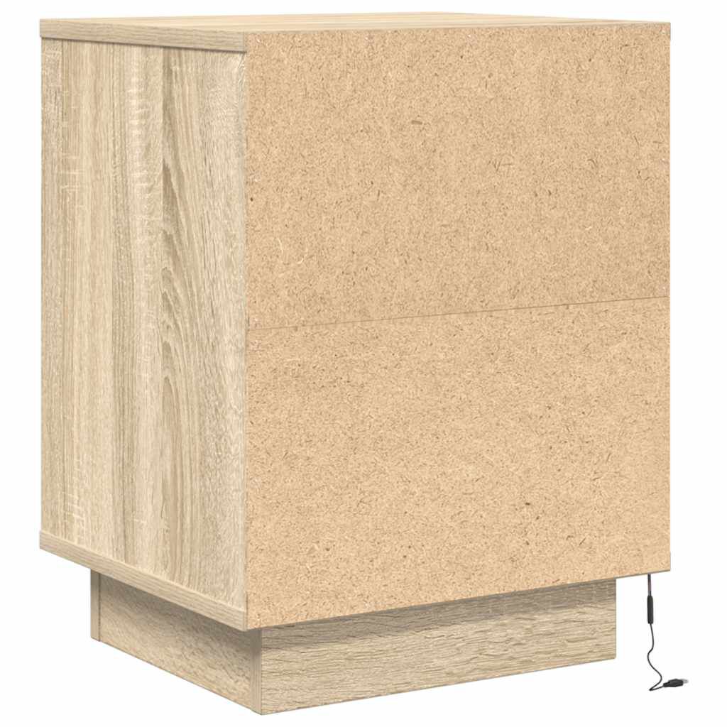 vidaXL Κομοδίνο με φώτα LED Sonoma Oak 38x34x50 cm