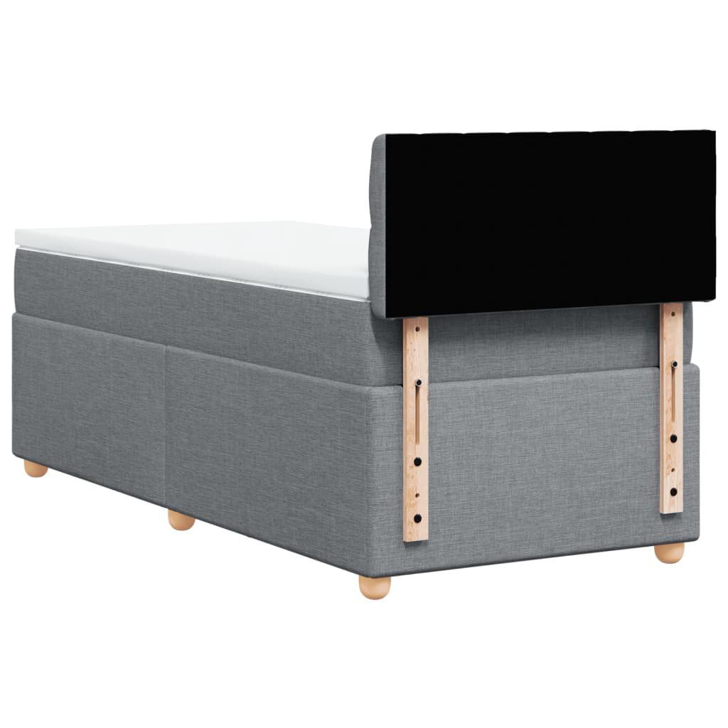 vidaXL Κρεβάτι Boxspring με Στρώμα Ανοιχτό Γκρι 90x190 εκ. Υφασμάτινο