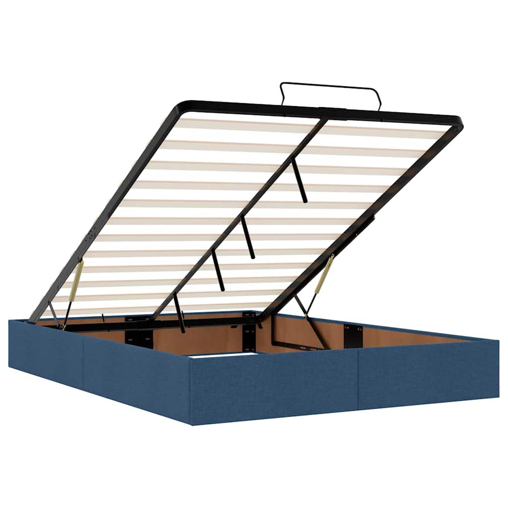 vidaXL Οθωμανικό κρεβάτι με στρώμα & LEDs Μπλε 140x190cm Ύφασμα