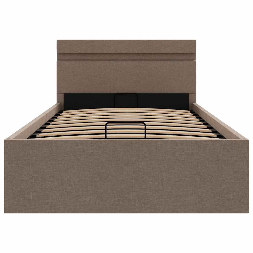 vidaXL Πλαίσιο Κρεβατιού με Αποθ. Χώρο/LED Taupe 90x200 εκ. Ύφασμα