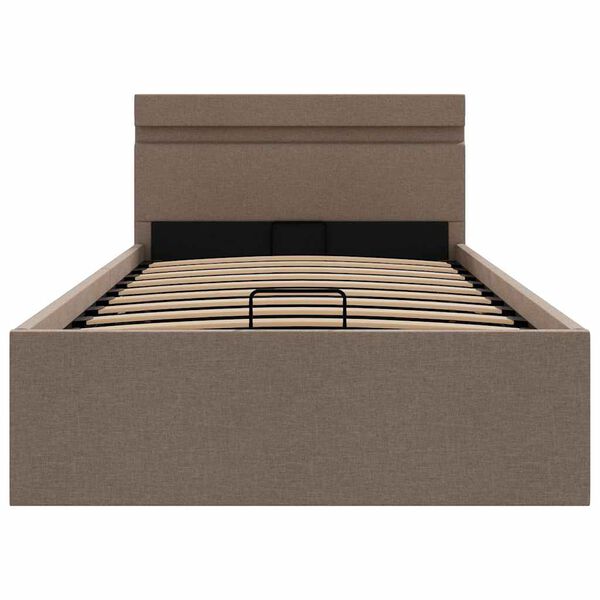 vidaXL Πλαίσιο Κρεβατιού με Αποθ. Χώρο/LED Taupe 90x200 εκ. Ύφασμα