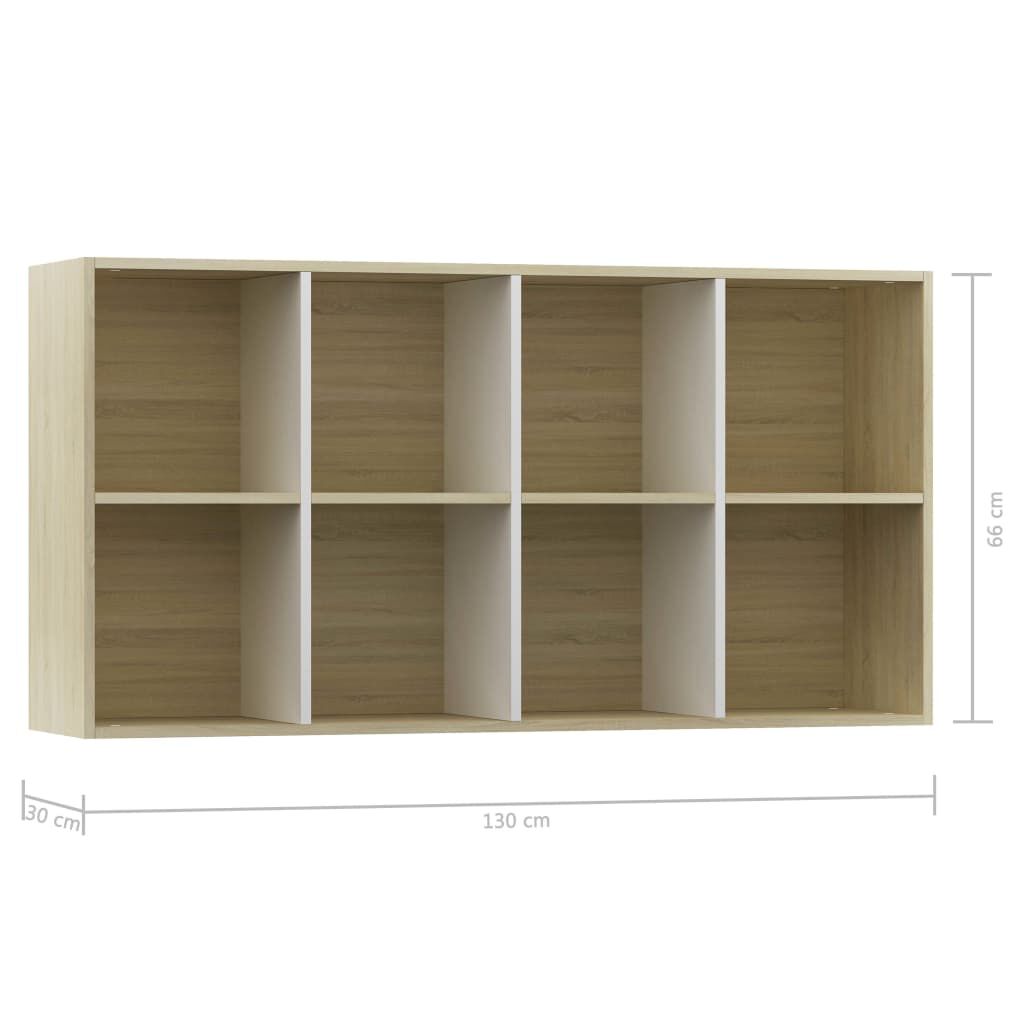 vidaXL Ραφιέρα/Βιβλιοθήκη Λευκή/Sonoma 66x30x130 εκ. από Μοριοσανίδα