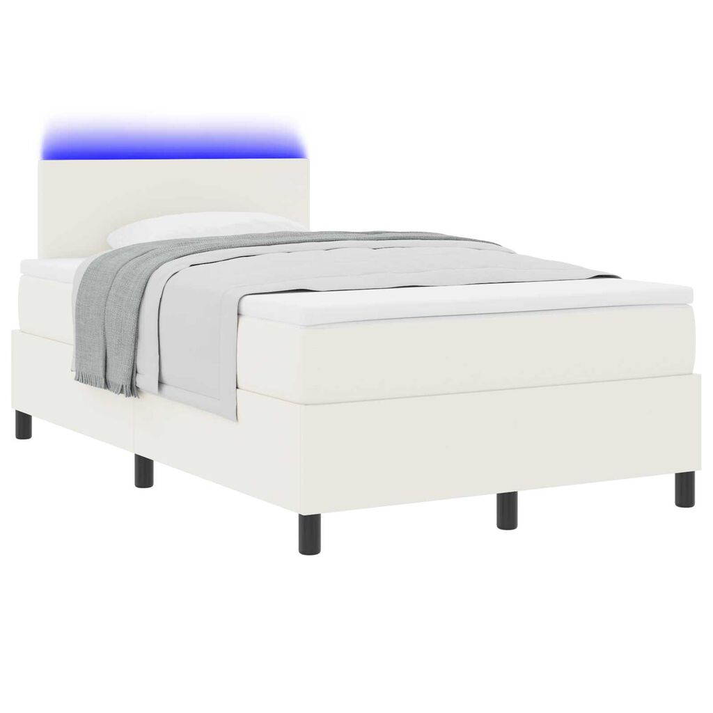 vidaXL Κρεβάτι με Σπαστή Βάση με Στρώμα & LED Λευκό 120x200 εκ Βελούδινο Ύφασμα