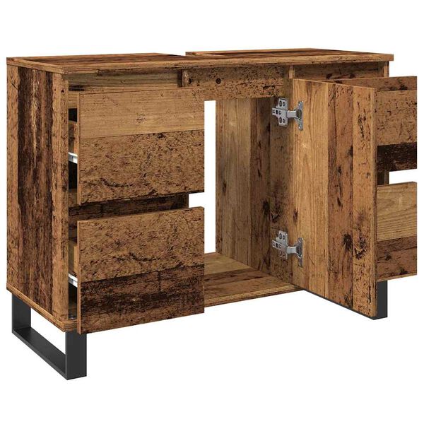 vidaXL Ντουλάπι νιπτήρα μπάνιου Παλιό ξύλο 80x33x60 cm