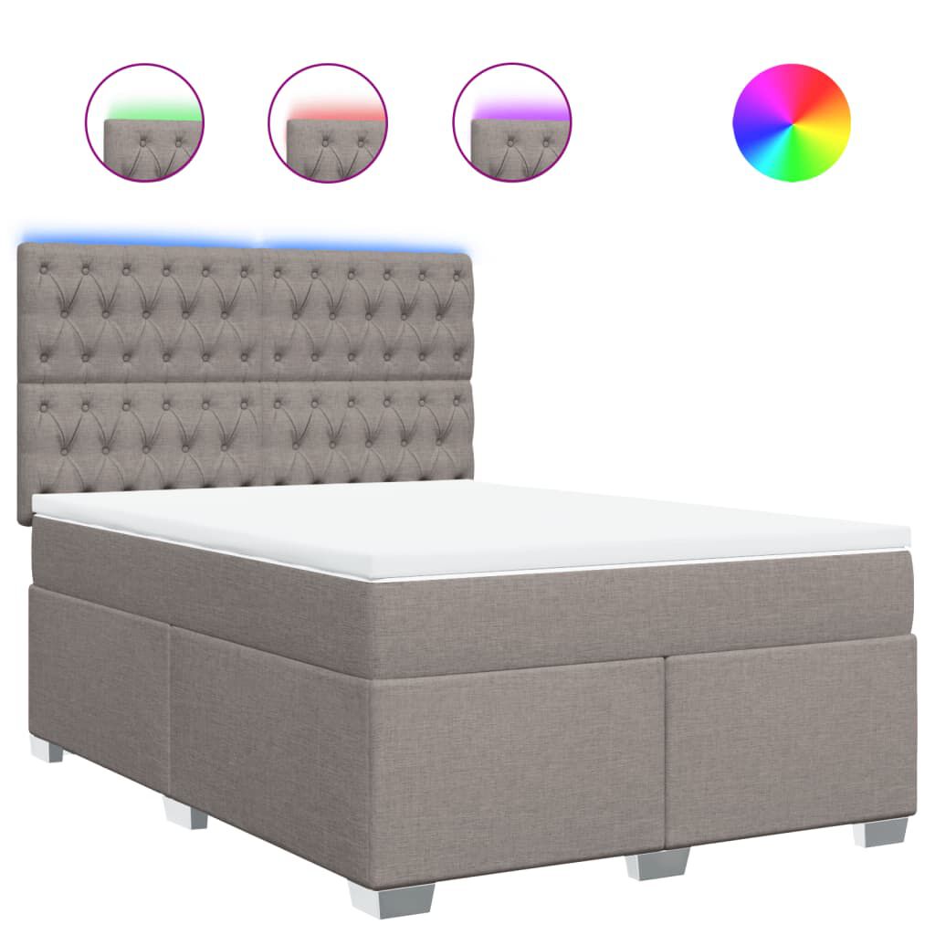 vidaXL Κρεβάτι Boxspring με Στρώμα Taupe 140x200 εκ. Υφασμάτινο