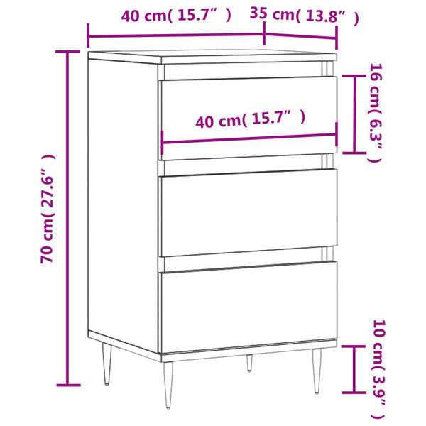 vidaXL Κομοδίνο Γκρι Σκυροδεμ. 40 x 35 x 70 εκ. από Επεξεργασμένο Ξύλο
